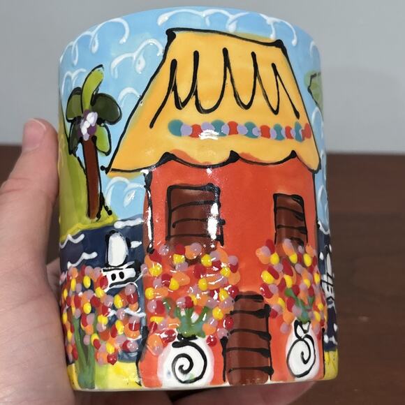 Michelle Elliot Hand Painted Art Wild Orchid Designs Saint Lucia Coffee mug Cup - Picture 10 of 12